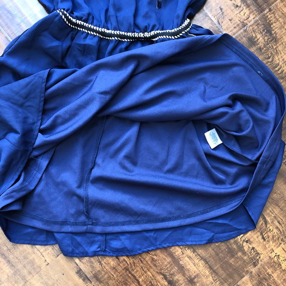 Maison Jules Crochet Trim Fit Flare Blue Dress - Picture 6 of 8